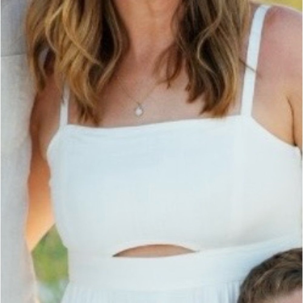 Nine West White Maxi Dress with Front Cutout
